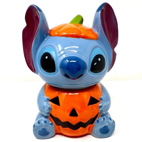 Disney Other - Disney Pumpkin Stitch Halloween Cookie Jar Canister Fall Lilo & Stitch New